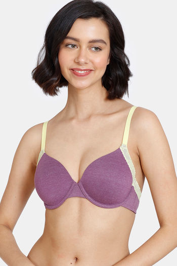 Buy Zivame Happy Basics Padded Wired 3/4th Coverage T-Shirt Bra - Purple Passion